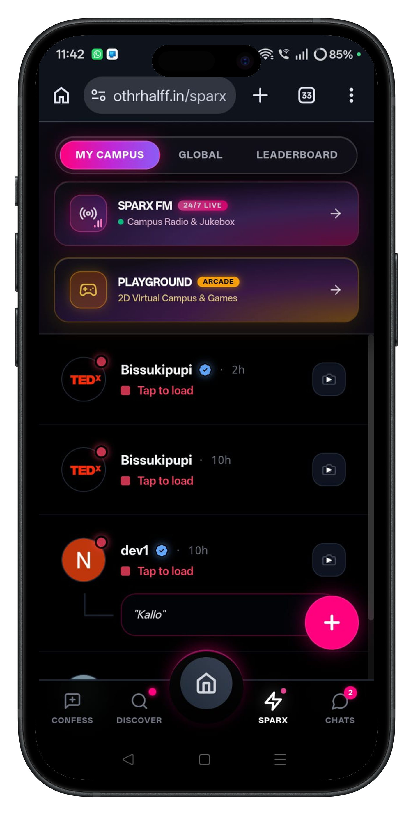 Othrhalff 24-hour campus Glimpse story feed